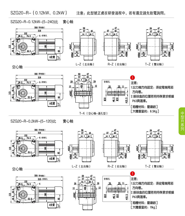 山藤電機(jī)，SZG-20R實心出軸直角減速機(jī)